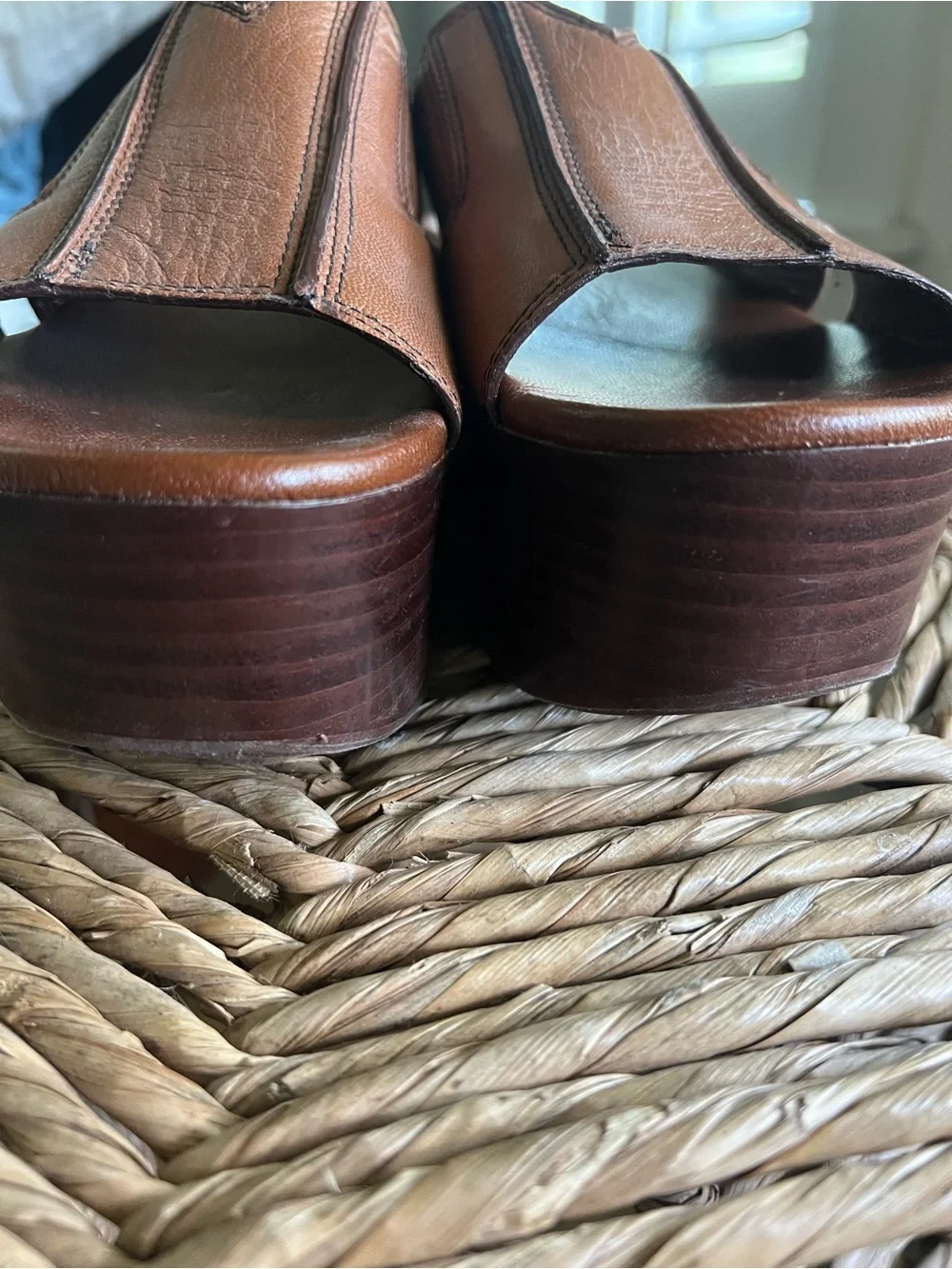 See By Chloe Brown Leather Slide Sandals